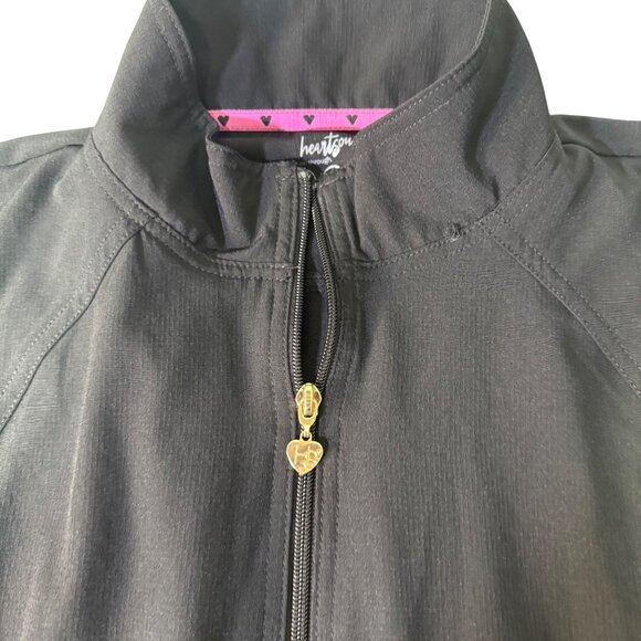 Heartsoul Womens Black Zip-Up Scrub Jacket Size Large Moisture-Wicking 4-Way Str - Picture 8 of 8